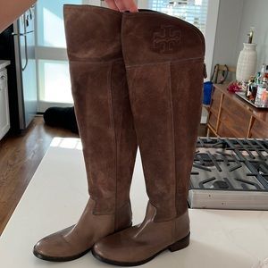 Tory Burch Brown Suede Over the Knee Boots - Simone Style - Retired style